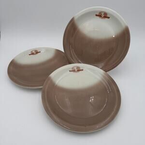 Vintage Sidmans System Restaurant Ware Dinner Plates Set of 3 Taupe and White